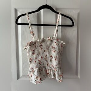 Aqua Floral Smocked Ruffle Top
Size Medium